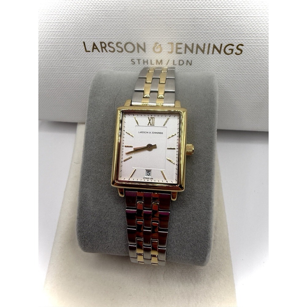 Larsson & Jennings Quartz Watch Gold/Silver Band White Dial Roman 22.1mm Date